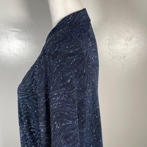 Jump Apparel Blue Silver Collar Neck Open Front Long Sleeve Jacket XL - Picture 6 of 11